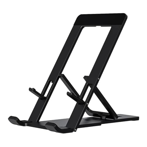 Abuzhen Cell Phone Stand, Fully Adjustable Foldable Desktop Phone Holder for Desk, Thick Case Friendly, Compatible with All Phones (A-Black) Cover
