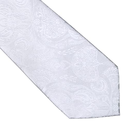 Gravata Jacquard Seda Paisley - Branca