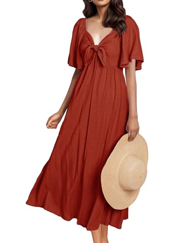 Robe d'été décontractée fluide à col en V et manches courtes GOLDSTITCH pour femme