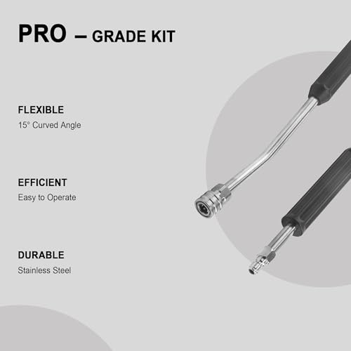 Image of Raincovo Pressure Washer Extension Wand, Anti-Slip Grip Power Washer Lance for Car Washing, Curved Angled and Straight Wand Replacement, 2 Pack, 1 /4'' Quick Connect