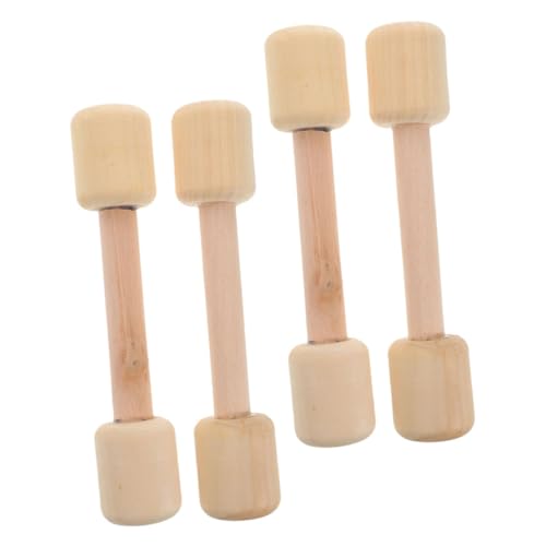 BESPORTBLE 4pcs Wooden Dumbbell for Safe Exercise Weights for Physical Strength Coordination Engaging Design for Fun Play for Kindergarten Fitness Activities