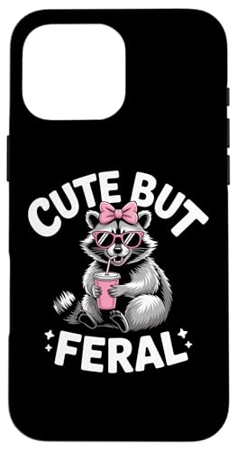 Funny Women Cute but Feral Girl Summer Raccoon �X�}�z�P�[�X iPhone 16 Pro Max �p