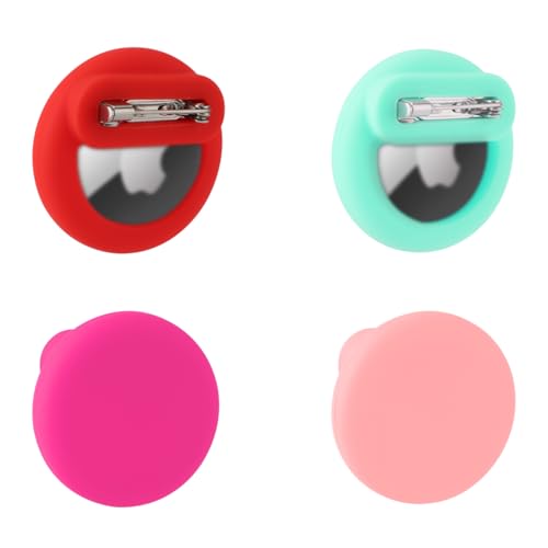 4pcs Hidden Kids Holder, Silicone Case Cover with Safety Pins Compatible with Apple Airtag for Kids Adult Inside Clothes (Red,Pink,Green,Rose Pink)