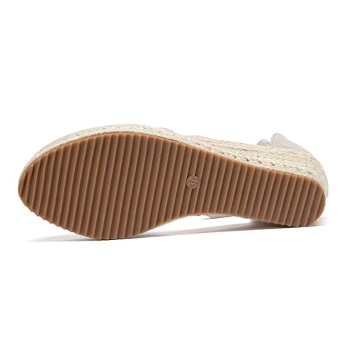 Image of Altxic Women's Closed Toe Canvas Ankle Strap Espadrilles Wedge Sandals