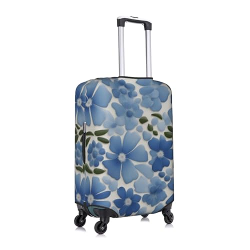 Blue Flowers Tsa Approved Luggage Cover For 18-32 Inch Suitcases Scratch-Resistant Stretch Luggage Cover3