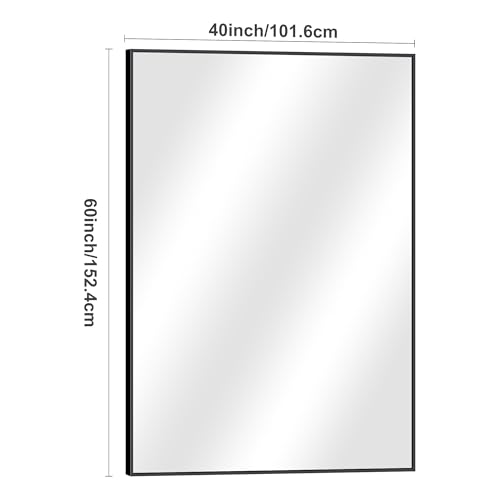Image of DESBING Black Bathroom Mirror for Wall, 60x40 Inch Rectangle Mirrors with Metal Frame, Modern Vanity Wall Mirror Decor for Entryway Hangs, Bathroom Living Room Horizontal or Vertical