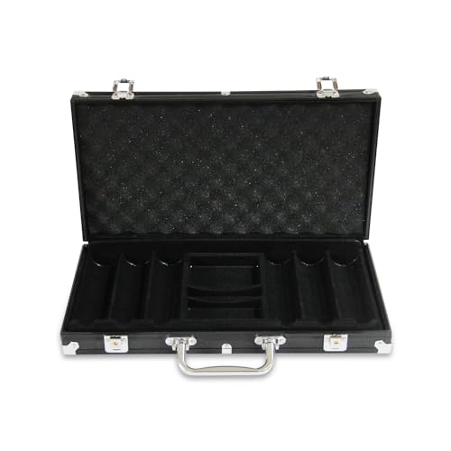 Image of POK3R STUFF INDIA Empty 300 Pc Black Aluminium Poker Chip Case - Durable Lockable Carrying Box | Portable Storage Organizer for Casino Chips, Poker Nights, Home Games & Tournaments (No Chips)