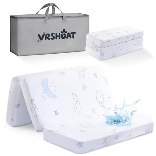 VRSHOAT Trifold Pack and Play Mattress 38'x26', Double-Layer Pack N Play Mattresses for Baby Toddler...