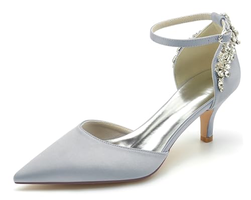 Minishion Womens Pumps and Heels for Wedding Pointed Toe Evening Prom Shoes with Chain BR040