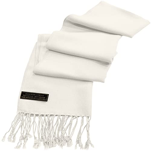 Cj Apparel MN1090 Off White Ivory Cream Mens Nepalese Solid Color Design Fashion Scarf Scarves Face/Neck Wrap Hand Made In Nepal New thumb #3