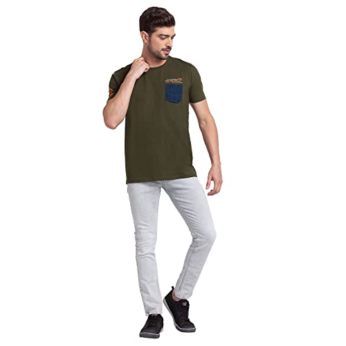 Image of Spykar Rifle Green Mens T-Shirts (Size: 2XL)-MKT-02BBFT-232-RIFLE Green
