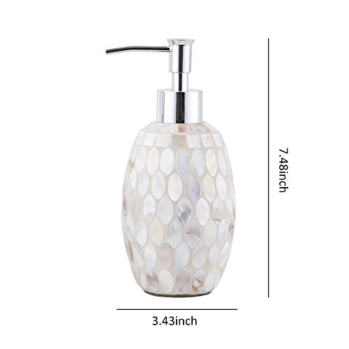 Sea Pearl Soap Dispenser - Lotion Bottle - Chrome Plated Plastic Pump - 12OZ - Set of 2(Off-White)