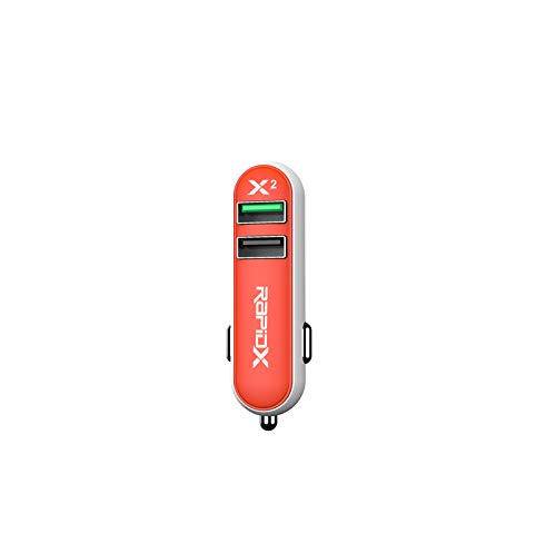 RapidX RXX2QCTAN X2 2 Port Car Charger with Quick Charge Tangerine