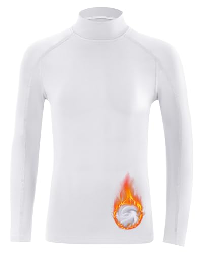 Blueleaf Youth Boys' Thermal Compression Shirt Mock Neck Long Sleeve Fleece Lined Base Layer Football Baseball Undershirt