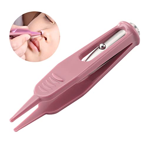 Image of 2 Pcs Infant Nose Cleaning Tweezers Round-Head Baby Booger Clips Nose Ear Cleaning Pliers Nose Booger Nippers with LED Light