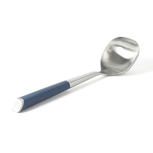Calphalon Edge Soup Ladle, Stainless Steel Soup Ladle, Serving Ladle with Silicone Handle, Heat-Resistant Nonstick-Safe Kitchen Ladle for Soups, Sauces & Stews, Navy