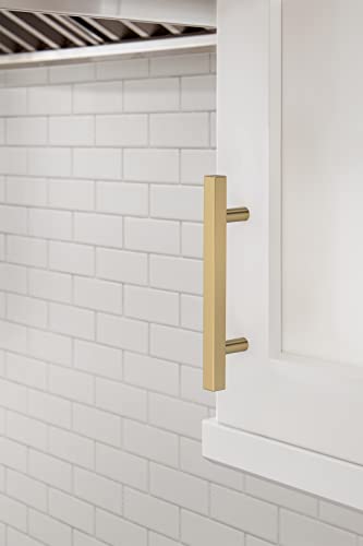 Image of Amerock 25 Pack 3-3 /4 inch Bar Pulls Square Champagne Bronze Drawer Pull | 3-3 /4 inch (96mm) Center-to-Center Mounting Distance and 6-1 /16 inches Overall Length, Durable Zinc Cabinet Hardware