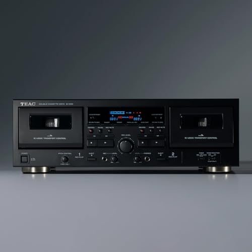 TEAC W-1200B Dual Cassette Deck with Recorder with USB Pitch Control Karaoke-Mic-in and Remote