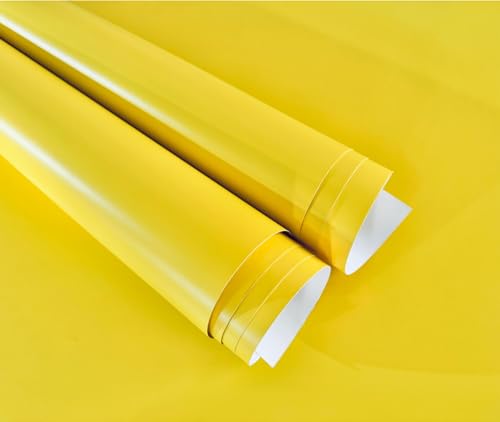 Image of Wall Stickers Pure Yellow Matt Wallpaper Decal DIY PVC Self-Adhesive Wallpaper for Office, Home Decorative(24x200, Yellow Mat)