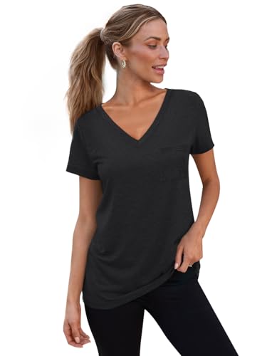 SUNBS 3 Pack Womens V Neck T Shirts Short Sleeve Tees Lightweight Summer Tops with Pocket4