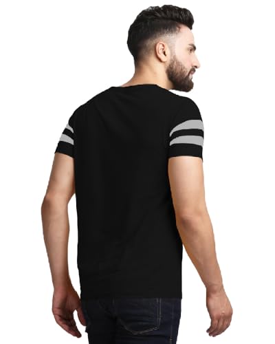 Image of Noble Monk Men Regular Fit T-Shirt | Round Neck | Half Sleeve | Self Design | Casual T Shirt for Men