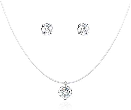 Conjunto Colar E Brincos Ponto De Luz Prata 925 Cordão Nylon