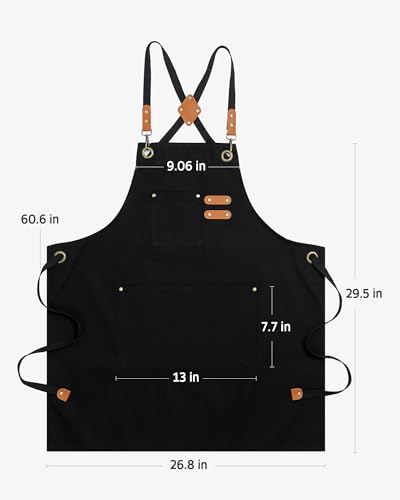 Image of Syntus Chef Apron for Men Women Kitchen Cooking Apron with Pockets, Adjustable Bib Aprons Stain Resistant