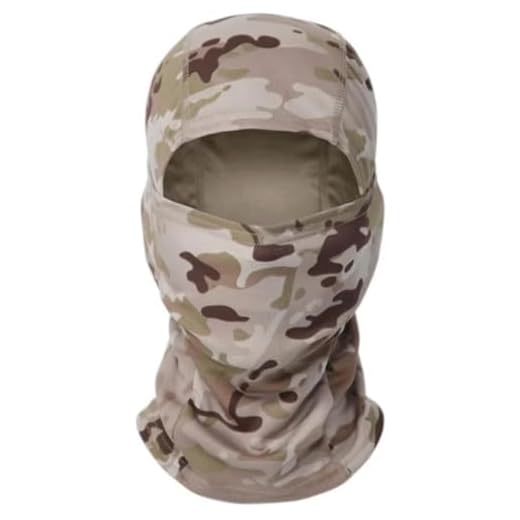 Cagoule de camouflage légère et respirante à capuche pour airsoft militaire, chapeau militaire, couvre-tête, cache-cou, Camouflage Multicam du désert, S/L