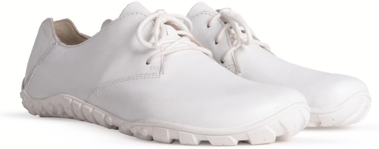 BAER Shoes Urban Grounder Leder Exekutive Barefoot & Minimalist Shoes for Men, Women - White, Sizes (4-12) |Wide Toe Box| Zero Drop Sole.