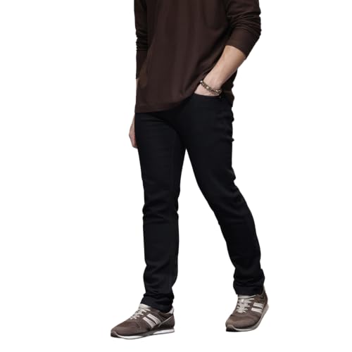 Image of WROGN Men's Cotton Blend Jeans | Solid | Slim Fit