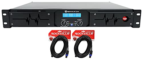 Rockville D14 7000w Peak/2000w RMS Class D 2 Channel Power Amplifier Pro/DJ Amp Bundle with (2) Rockvile RCSS1425 25' 14 AWG Speakon to Speakon Speaker Cable 100% Copper