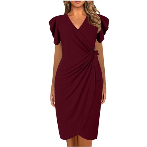 Robe élégante pour femme style festif chic avec col en V