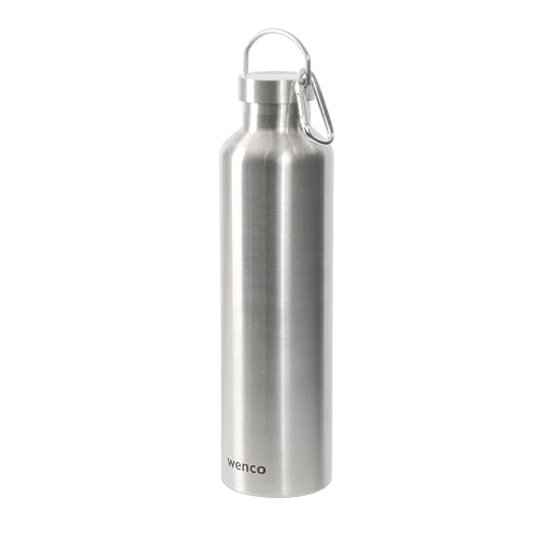 wenco Trinkflasche Edelstahl 1l / 1000ml isoliert und auslaufsicher für kalte und heiße Getränke auch als Thermoskanne verwendbar – mit Teesieb – BPA frei – silber