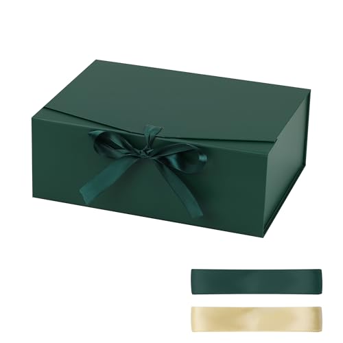 STOBOCTER Gift Box 8x8x4 Gift Boxes with Lids for Presents Green Magnetic Gift Box for Wrapping Birthday Wedding Bridesmaid Proposal Christmas Includes Ribbon Card