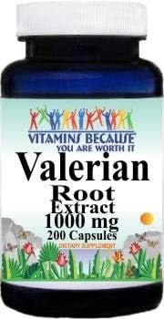 Vitamins Because Valerian Root Extract 1000mg 200 Capsules