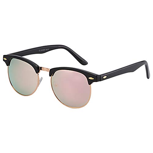 ASVP Shop® Classic Retro 1980’s Vintage Sunglasses Full UV400 (Pink Mirror)
