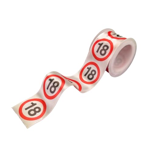18 Geburtstag Deko Geschenkband Satin Verkehrszeichen rot/weiß - Originelle Dekoration für einen gelungenen 18. Geburtstag Junge oder Mädchen - Tiwoca