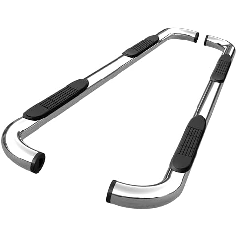 TAC Side Steps Fit 2001-2018 Chevy Silverado/GMC Sierra 1500 Crew Cab / 2001-2019 Chevy Silverado/GMC Sierra 2500/3500 Crew Cab (Exclude C/K Classic) 3" Stainless Steel Side Bars Cover