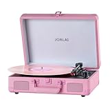Portable Record Player with Bluetooth 3 Speed Turntable Built in Rechargeable Battery Vintage Suitcase Design with RCA Line Out and Aux in