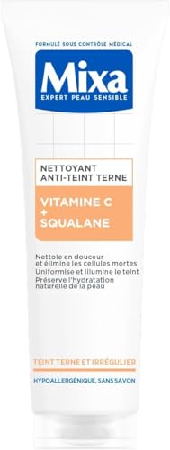 Mixa - Confort limpiador contra la tez con vitamina C y escualano – para piel opaca y desigual – Cuidado facial hidratante – Protector de maquillaje suave – 150 ml