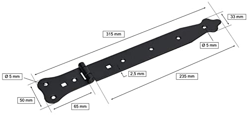 KOTARBAU ZSY1192 T-Scharnier gate Fittings, Pack of 2, 320 mm - Image 2