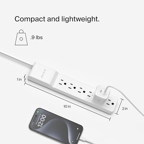 Belkin Surge Protector Power Strip 6 AC Outlet 10ft Cord White 700 Joules - image 2
