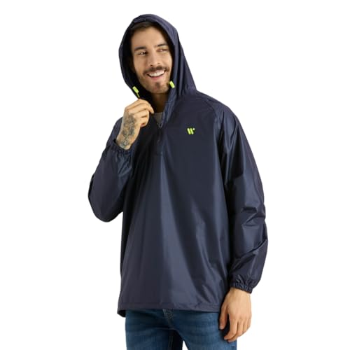Image of ZEEL Rain Jacket For Men & Women, Unisex Polyester Pull Over Waterproof Raincoat with Hooded Full Sleeves Rainwear, Lightweight, Reusable & Packable (AZ50D)