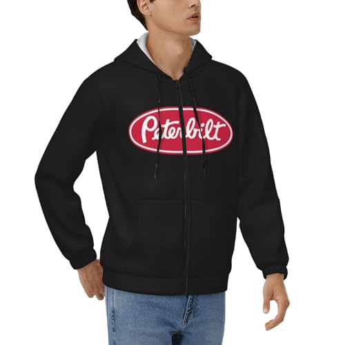 Peterbilt Logo Hoodies Full-Zip Sweater Pullover Casual Hooded Sweatshirts With Pockets For Mens2