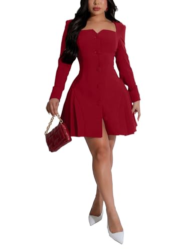 acelyn Club Outfits for Women Long Sleeve Square V Neck