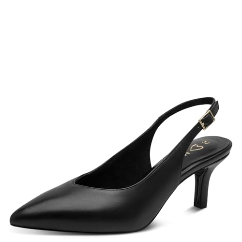 Marco Tozzi Damen Pumps weiches Feel Me Fußbett Leder weiches Innenfutter Spitz, schwarz (Black), 39 EU