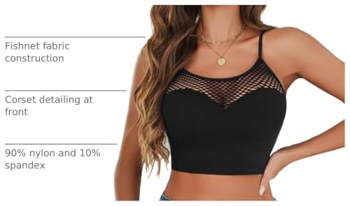 Image of Avidlove Sexy Tops for Women Fishnet Crop Tops Y2k Bralette Hollow Out Camisole Going Out Lingeries Top