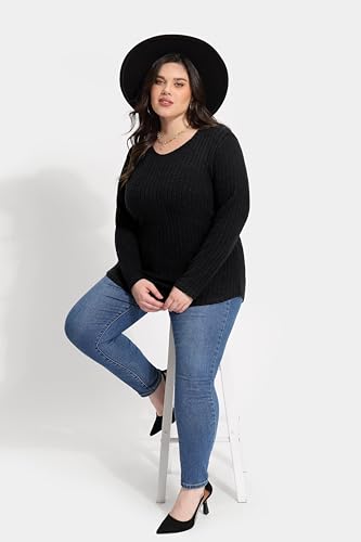 Image of CARCOS Plus Size Tops for Women Long Sleeve Raglan V Neck T Shirts Tunic Fall Blouse Xl-5Xl 14W -28W