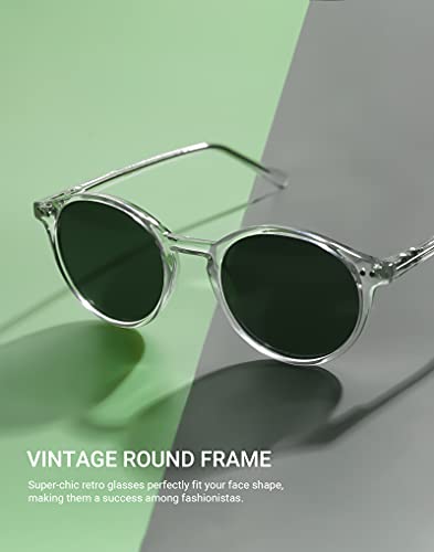 TIJN Vintage Small Round Sunglasses for Women Men,Stylish Polarized UV400 Colored Lens,Tinted Sun Glasses,Classic Sunnies3