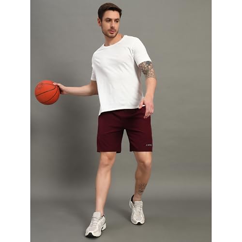 Image of ATICX Polyester Shorts for Men - Quick Dry Lightweight with Zipper Pockets - Gym, Running, Jogging, Training Half Pants for Basketball, Swimming, Badminton, Cycling, Football, Outdoor & Home Wear